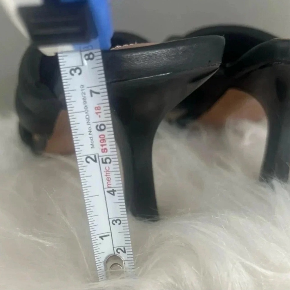 Steven New York Black Padded Knot Mule Heels Size 7 EUC Square Toe - Picture 6 of 7